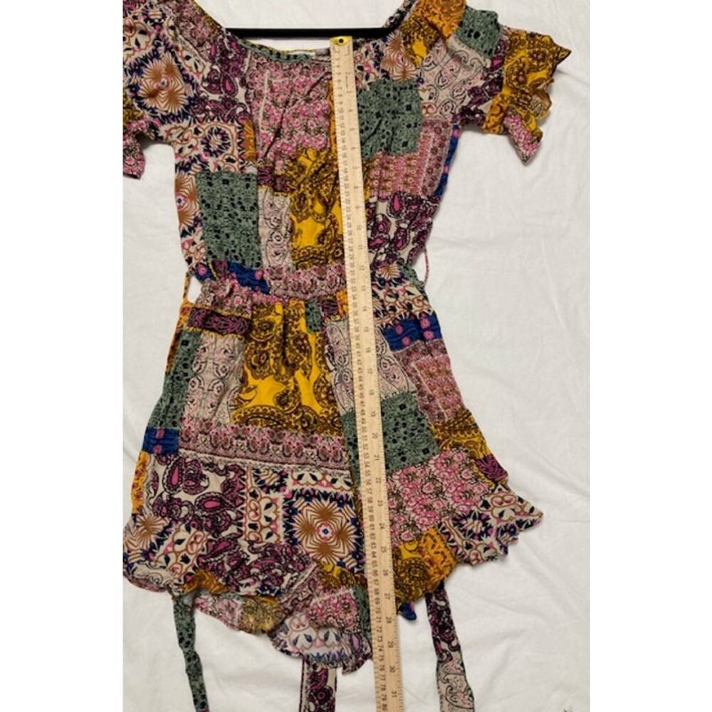 White Birch Made in USA Multicolor Patchwork Romper Women Size L - Picture 11 of 11